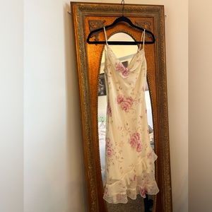 Cowl neck floral midi dress